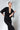 Black Cotton Wrap Dress Minimalist Midriff-Cut Maxi Length - Custom Made - Bastet Noir