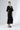 Black Cotton Wrap Dress Minimalist Midriff-Cut Maxi Length - Custom Made - Bastet Noir