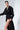 Black Cotton Everyday Office Workwear Shirt Dress With Front Buttons And V Neckline - Custom Made - Bastet Noir