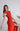 Red Off Shoulder Bridesmaid Midi Dress - Custom Made - Bastet Noir