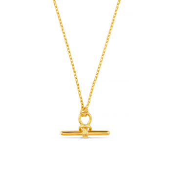 Dainty T-Bar Knot Necklace - Gold