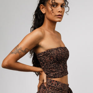Geometric Black Bandeau Crop Top