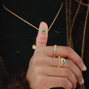 Lopsided Gemstone Necklace - Green