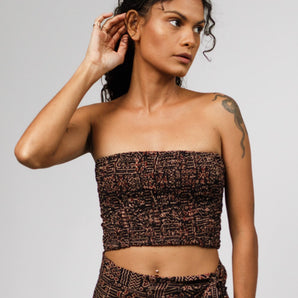 Geometric Black Bandeau Crop Top