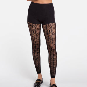 Hedoine black lace leggings high waisted sexy leggings for women