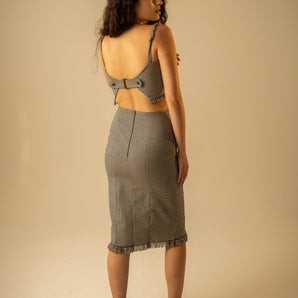 Check Fringe Skirt