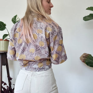 Grey and Yellow Floral Oversized Shirt
