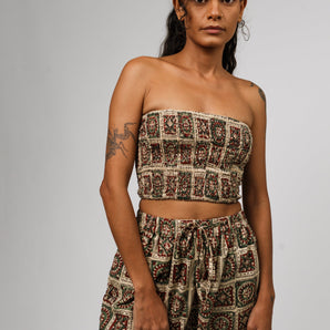 Earthy Mosaic Tile Bandeau Crop Top