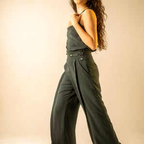 Teal Pleat Trousers