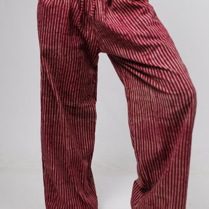 Berry Pinstripe High-Waisted Trousers