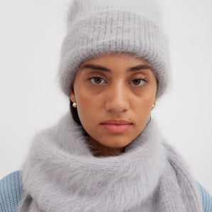 hyer goods upcycled angora scarf grey #color_light-grey