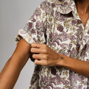 Vintage Floral Dusty Lavender Oversize Shirt