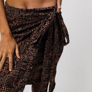 Geometric Black Wrap Skirt