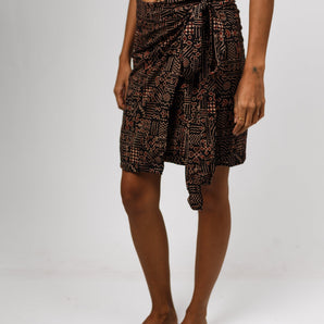 Geometric Black Wrap Skirt
