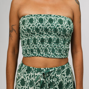 Botanical Jade Green Bandeau Crop Top