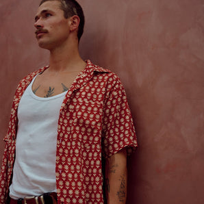 Starry Blossoms Crimson Oversize Unisex Shirt
