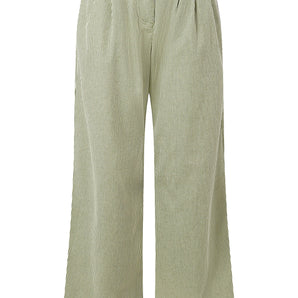 LOLA - Organic Cotton Trousers - Green Stripe