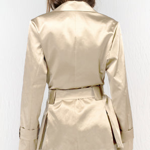 champagne satin silk blazer - Custom Made - Bastet Noir