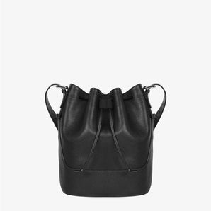 hyer goods recycled leather cinch bucket bag black#color_black