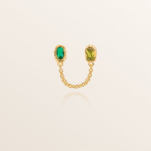 Double Stud Earring - Green and Peridot