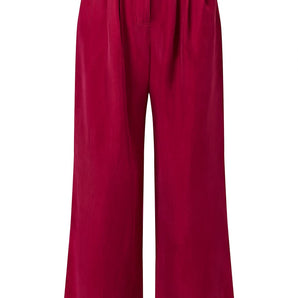 LOLA - Cupro Trousers - Berry