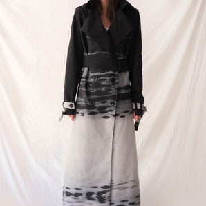 Cotton grey and black classic trench coat - Custom Made - Bastet Noir