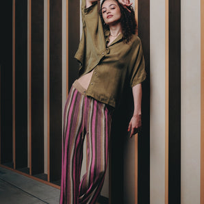 TALITH - Linen Knit Trouser - Stripe