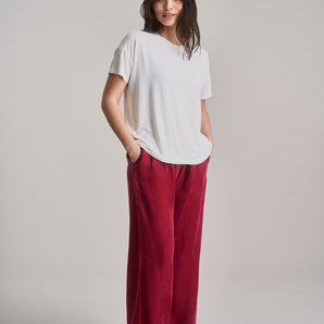 LOLA - Cupro Trousers - Berry