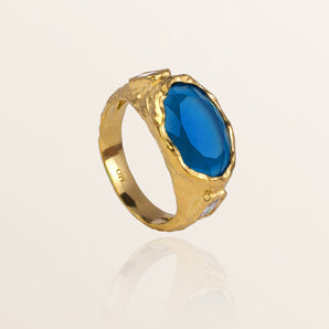 Cosmic Gemstone Ring - Blue Quartz and White