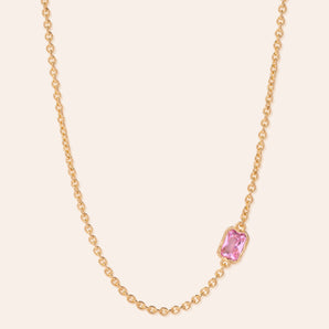 Lopsided Gemstone Necklace - Rose