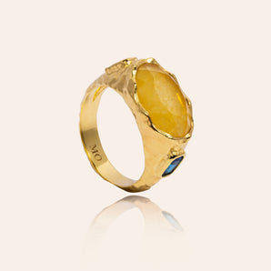 Cosmic Gemstone Ring - Yellow Quartz