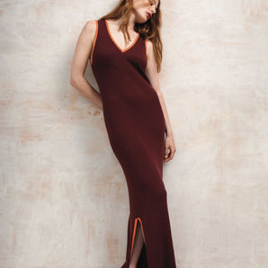 THANDIE - Organic Cotton Knit Dress - Berry