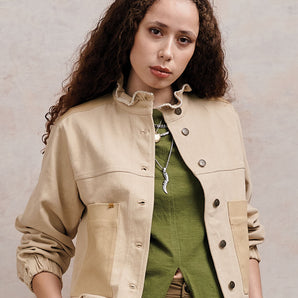RUFFLE - Organic Cotton Jacket - Dark Sand