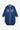 Womens Oversized Shirtdress in Japanese Denim, with lighter wash contrasting collar, placket, cuffs and pocket. Right pocket has a flower embroidery positioned through the pocket. Dress is on a white background.