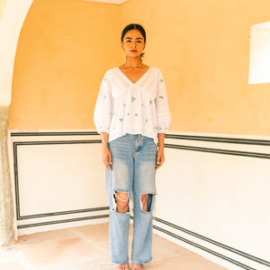 Flower Embroidery Alice Blouse