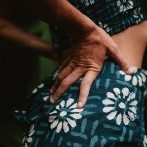 Geometric Indigo Sundaisy Bandeau Crop Top