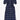 Women's navy check puff sleeve dress, long line with side splits at the hem. The Rosa Dress by Saywood has patch pockets at the hip with ruffles at the bottom of the pockets, with a tied matching belt around the waist. Dress is on a white background.