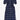 Women's navy check puff sleeve dress, long line with side splits at the hem. The Rosa Dress by Saywood has patch pockets at the hip with ruffles at the bottom of the pockets, with a tied matching belt around the waist. Dress is on a white background.