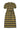 Womens yellow and navy check puff sleeve dress, long line with side splits at the hem. The Rosa Dress by Saywood has patch pockets at the hip with ruffles at the bottom of the pockets, with a tied matching belt around the waist. Dress is on a white background.