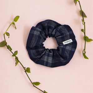 Scrunchie Zero Waste, Navy Check Deadstock Cotton