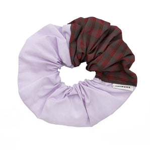 Patchwork Scrunchie, Red Check & Lilac, Zero Waste