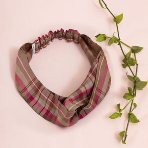 Thandi Headband, Zero Waste, Pink Check Deadstock Cloth