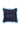 Navy check cushion with ruffle edge in pale blue, by Saywood