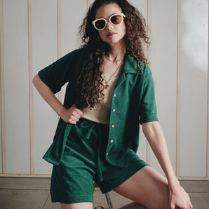 OCEAN - Organic Cotton Blend Terry Towelling Shirt - Jungle Green