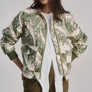 VIVI - Organic Cotton Bomber Print - Green Wave