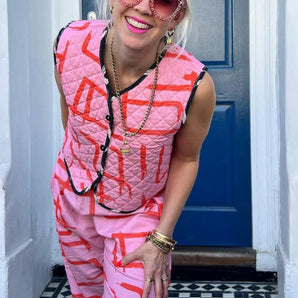 Galaxy Reversible Black & Pink Quilted Gilet