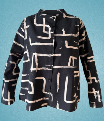 Wild Clouds Monochrome organic cotton and linen shirt