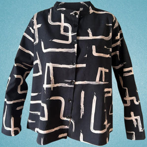 Wild Clouds Monochrome organic cotton and linen shirt