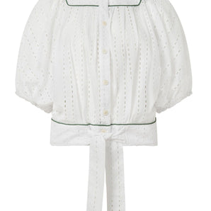 MAGIC - Organic Cotton Broderie Anglaise Blouse - White