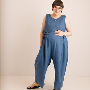 Ada Linen Jumpsuit - Aegean Blue